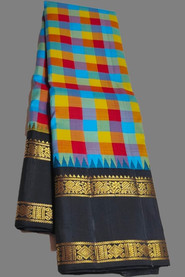 Multi-Colour Checked Kanjivaram