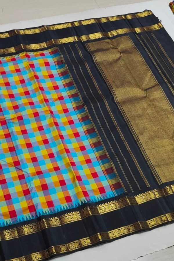 Multi-Colour Checked Kanjivaram